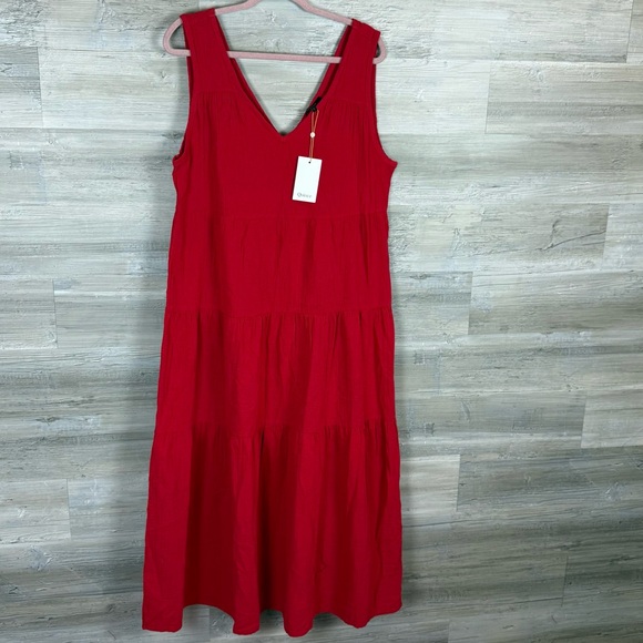 Quince Dresses & Skirts - Quince Red Tiered Midi Dress